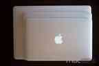 2013er MacBook Vergleich – Grössenvergleich 11-Zoll MacBook Air (oben), 13-Zoll Retina-MBP (mitte) und 15-Zoll Retina-MBP (unten)