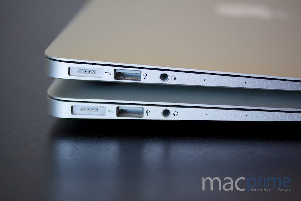 Gleiche Anschlüsse: MacBook Air Mid 2013 (unten) und MacBook Air Mid 2014 (oben)