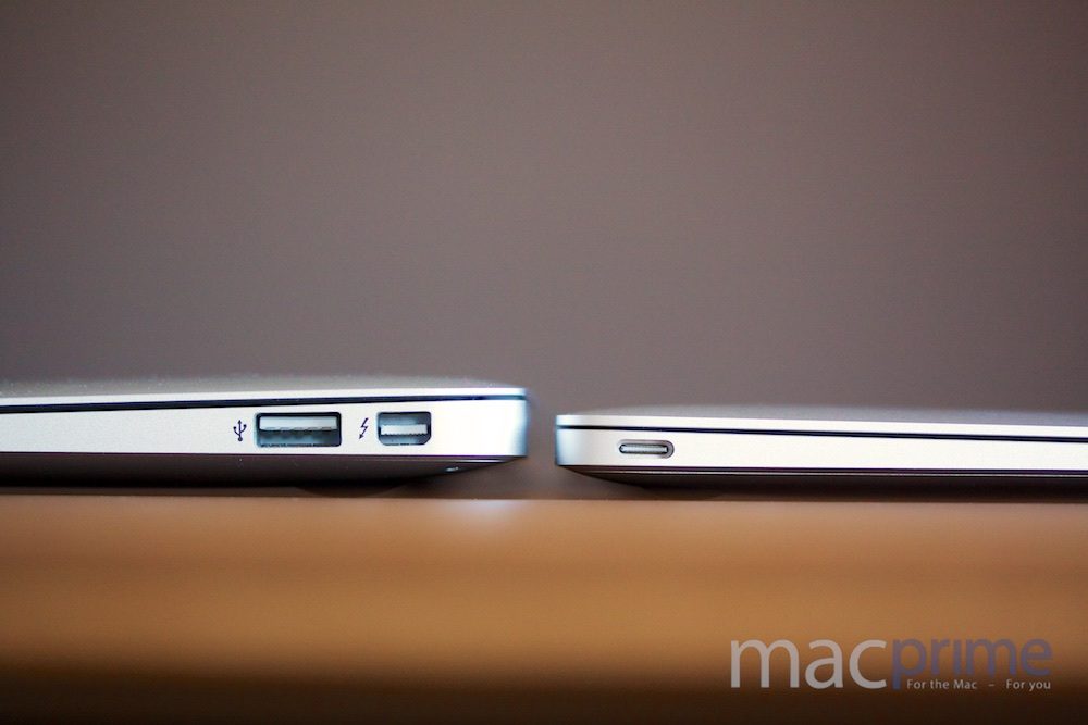 Das neue 12-Zoll MacBook (rechts) im Vergleich zum 11-Zoll MacBook Air (links)